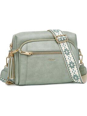 Women's Pale Green Vegan Leather Purses Stylish Designer Pockets Crossbody Bags